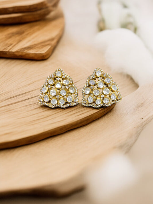 925 Silver Moissanite Triangle Stud Earrings