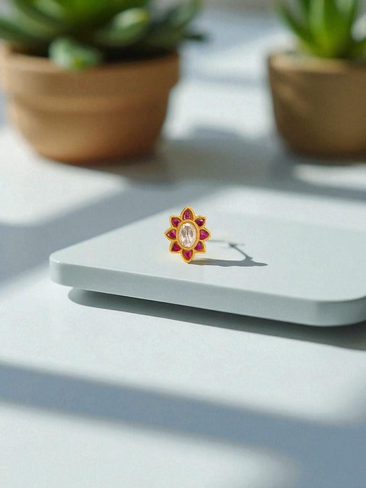 Lotus Petal Kundan Nose Stud