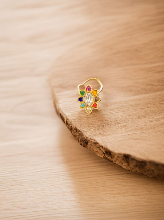 Multicolor Floral Kundan Nose Ring