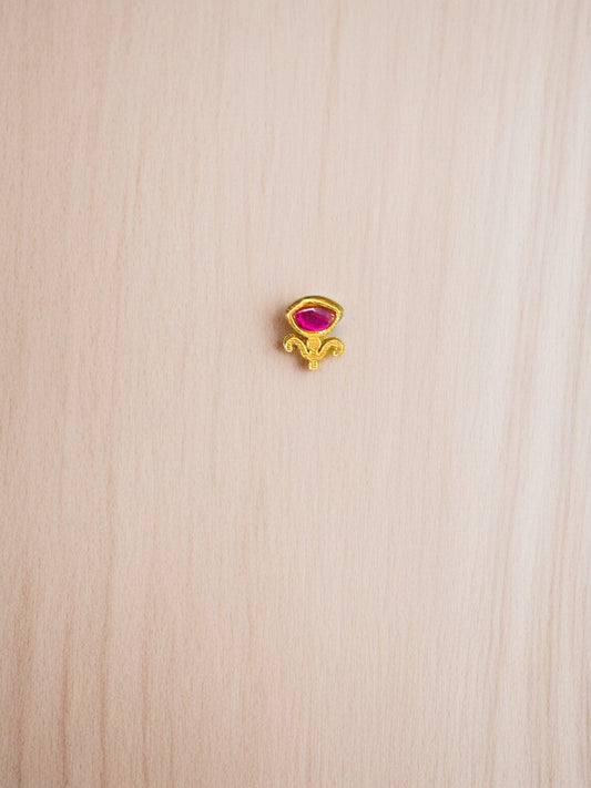 Ruby Pink Kundan Nose Pin