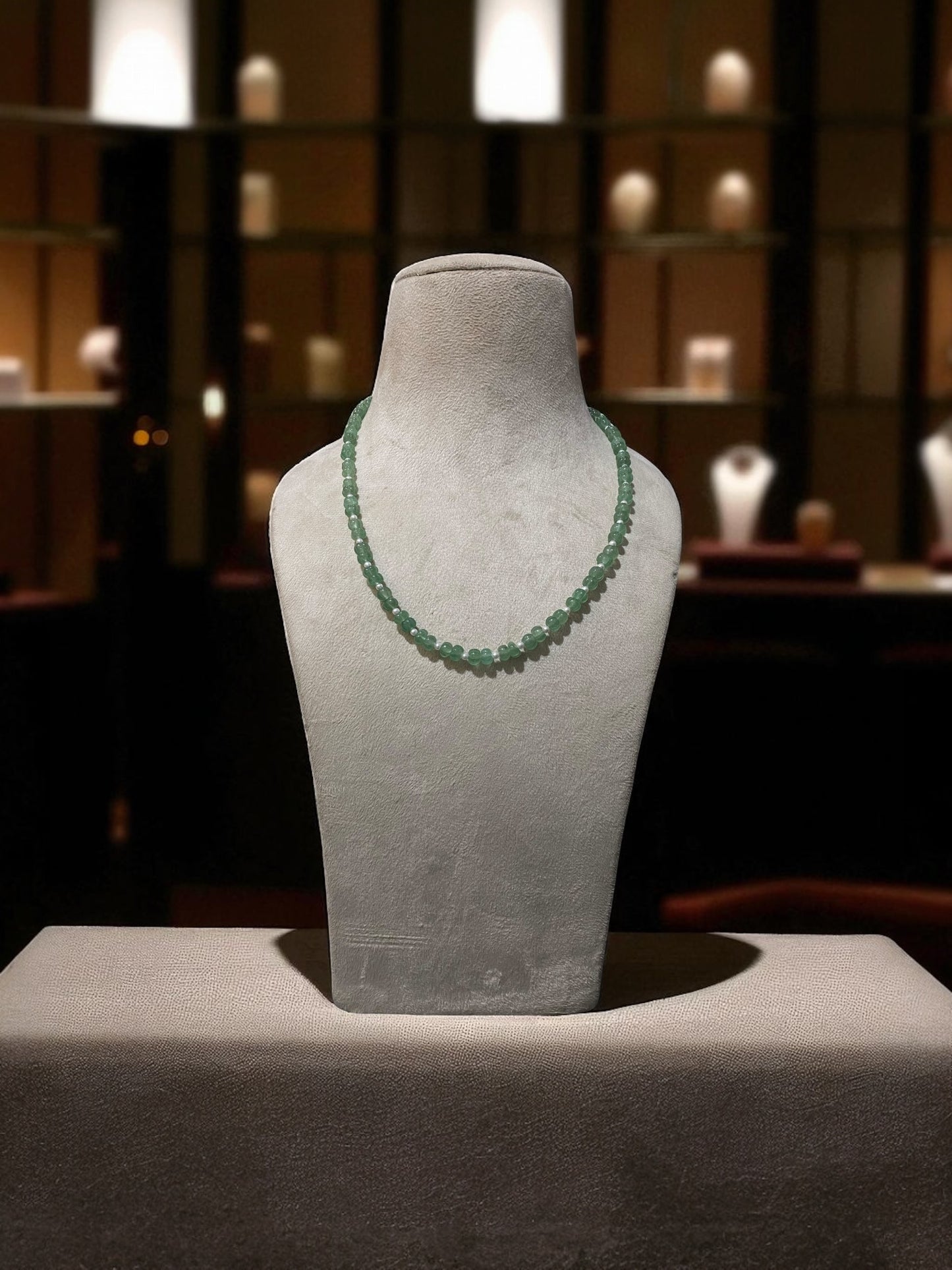 Green Emerald and Spacer Beaded Necklace