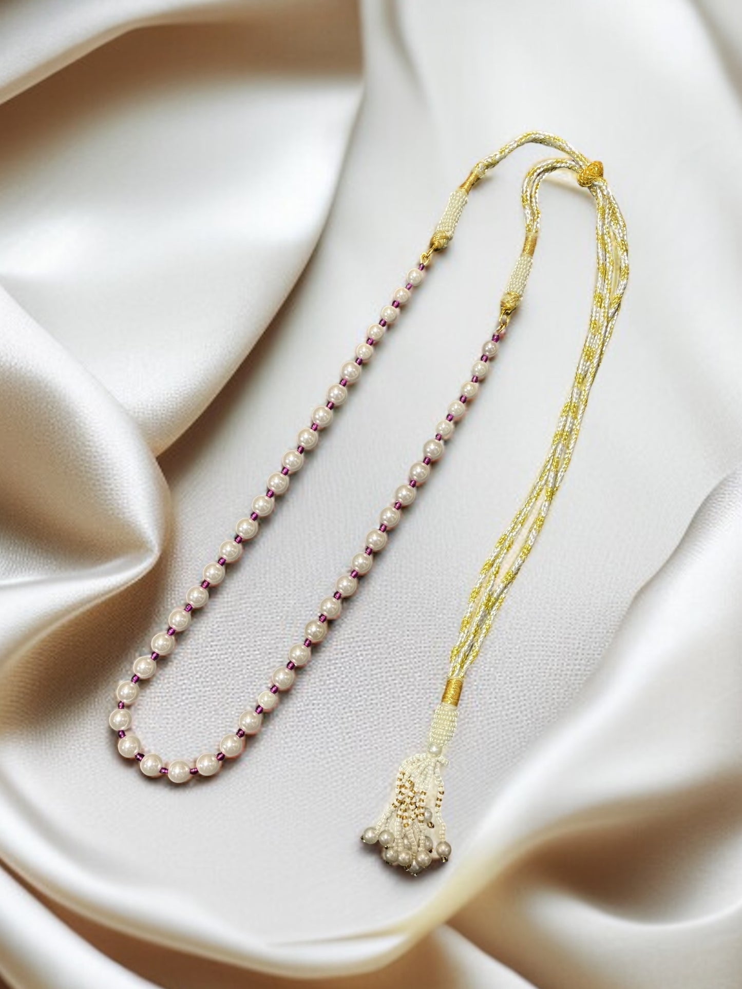 Pearl and Ruby Beaded Necklace