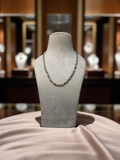 Pink Tourmaline and Emerald Beaded Necklace