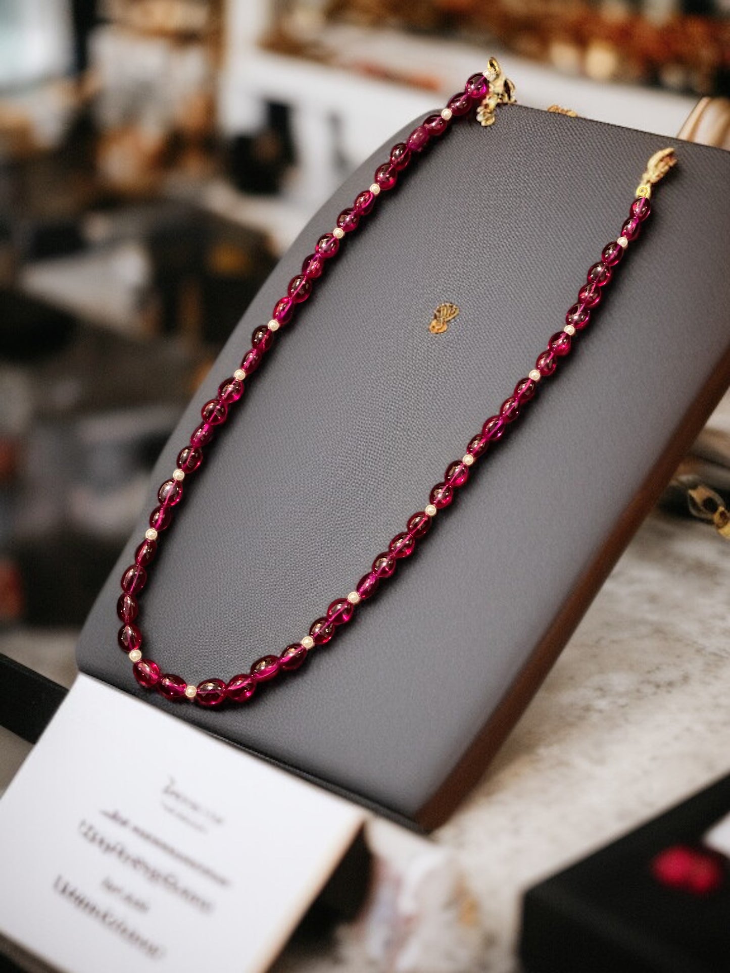 Ruby Beaded Strand Necklace