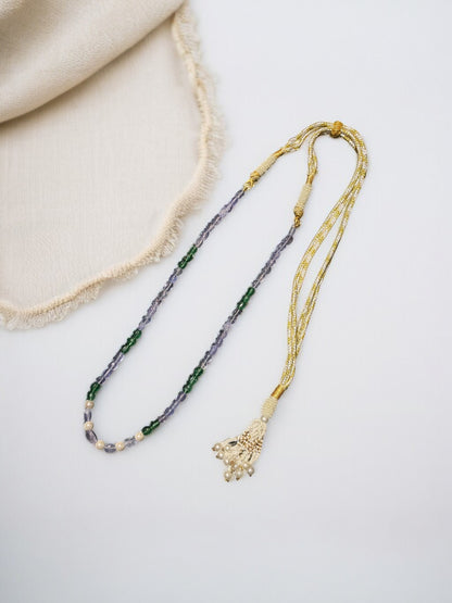 Tanzanite, Emerald, and Pearl Necklace