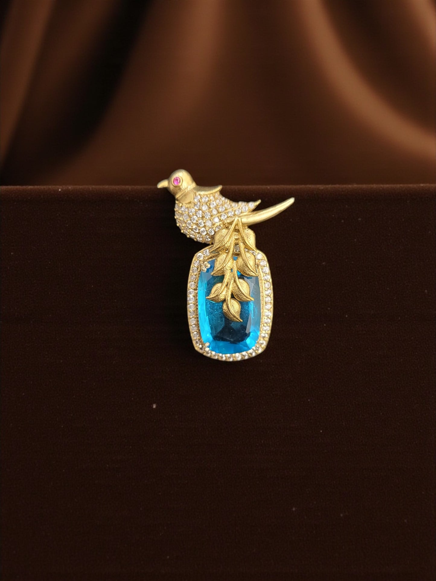 Moissanite Blue Gemstone Bird Pendant