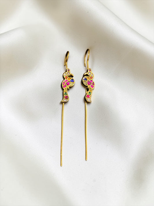 Multicolor Meenakari Peacock Ear Cuff
