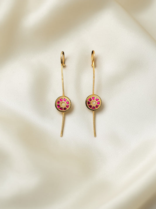 Pink Floral Kundan Ear Cuff Earrings
