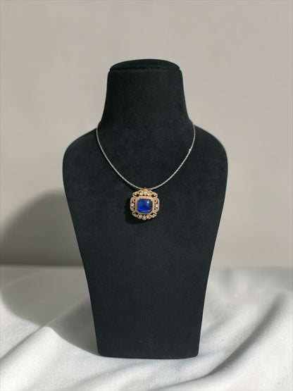 Luxe Sapphire-Inspired Moissanite Silver Pendant