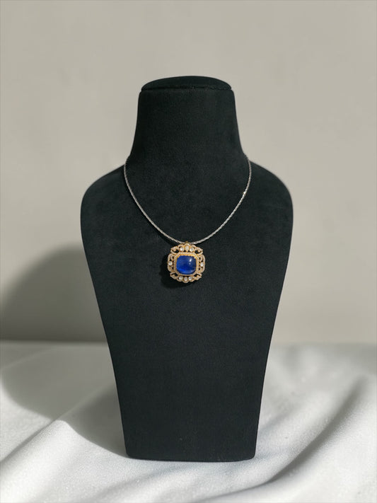 Luxe Sapphire-Inspired Moissanite Silver Pendant