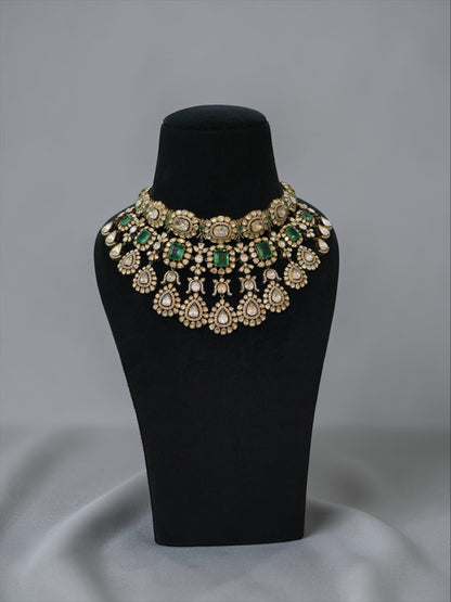 Luxe Lab-Grown Emerald & Moissanite Statement Necklace Set