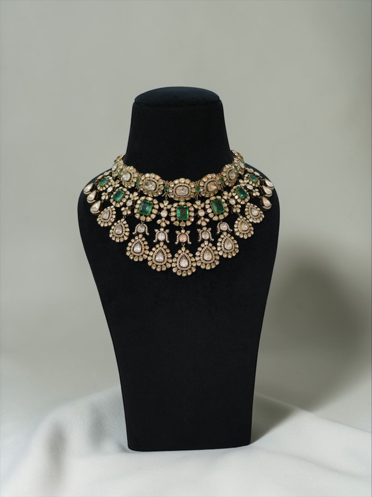 Luxe Lab-Grown Emerald & Moissanite Statement Necklace Set