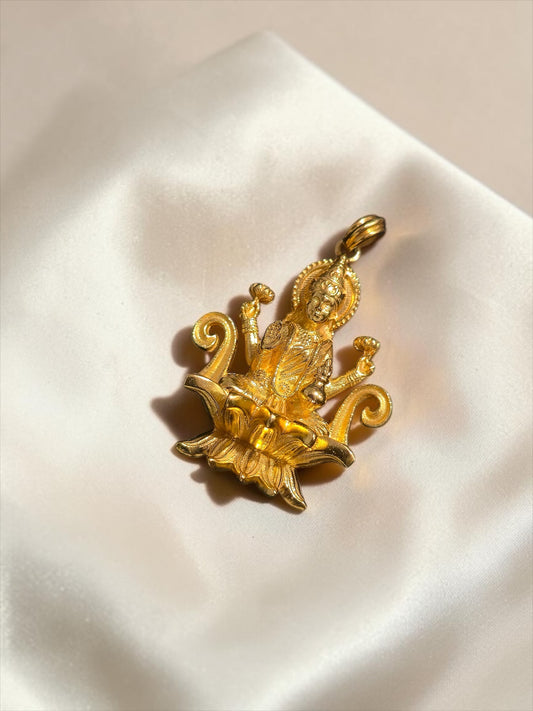 925 silver Lakshmi temple pendant gold polish