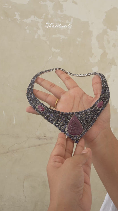 "Exquisite 925 Silver Diamond Necklace Set"
