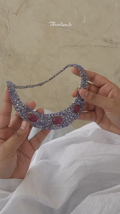 "925 Silver Ruby & Tanzanite Diamond Custom Necklace"